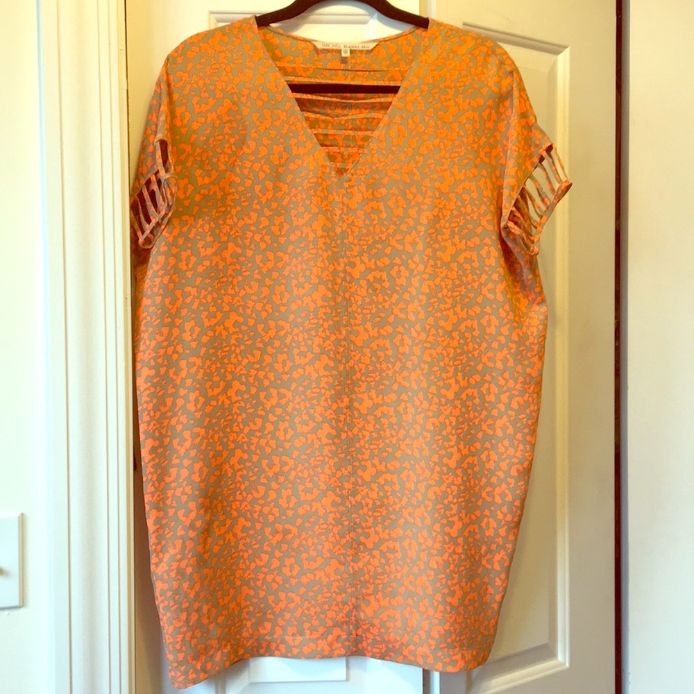 Rachel Roy beige/tangerine patterned shift dress